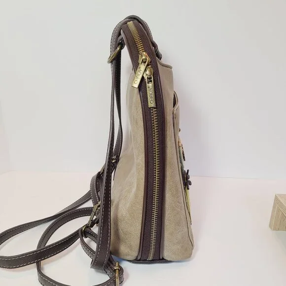 Chala Owl Convertible Backpack Tote – Earth Tones with Whimsical Charm - Picture 9 of 16